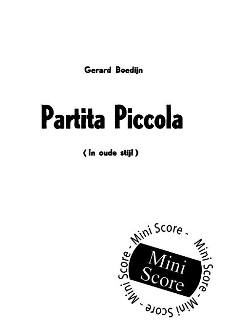 Partita piccola (In Oude Stijl) - click here