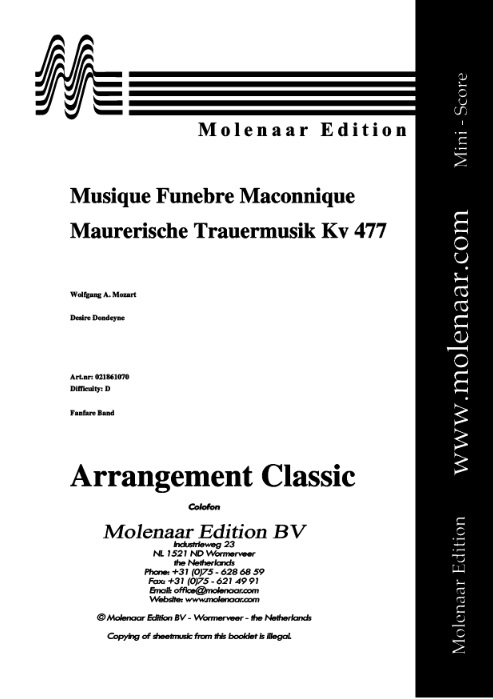 Musique Funebre Maconnique (Maurerische Trauermusik) - click here