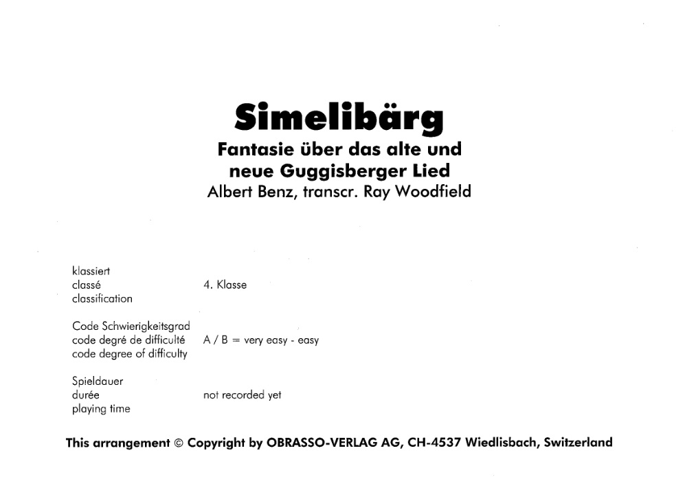 Simelibrg (Fantasie ber das alte und das neue Guggisberger Lied) - click here