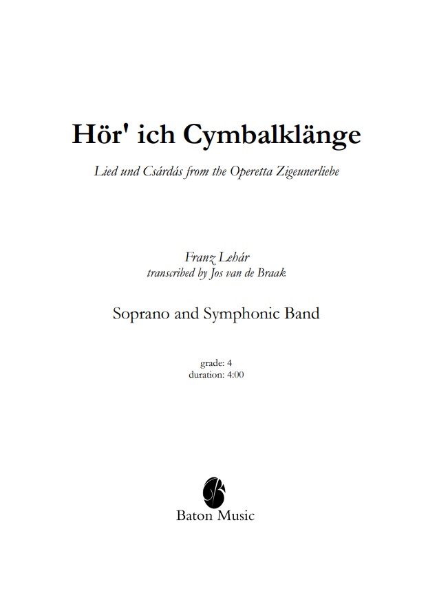 Hr' ich Cymbalklnge (from 'Zigeunerliebe') - click here