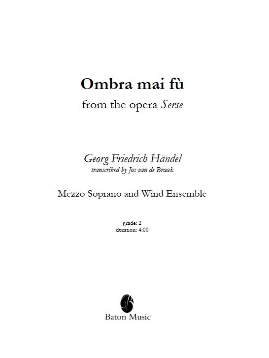 Ombra mai f (from the Opera Serse) - click here