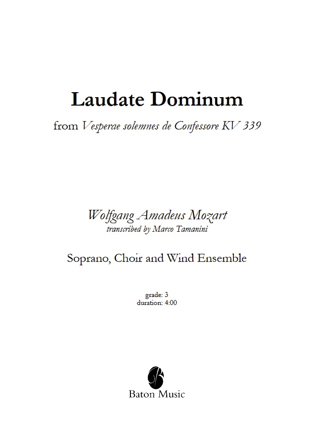 Laudate Dominum (from Vesperae solemnes de Confessore KV 339) - click here