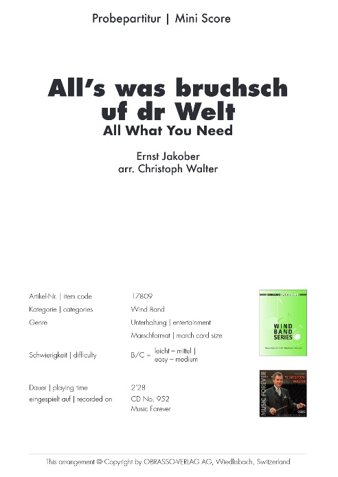 All's was bruchsch uf dr Welt (All What you Need) - click here