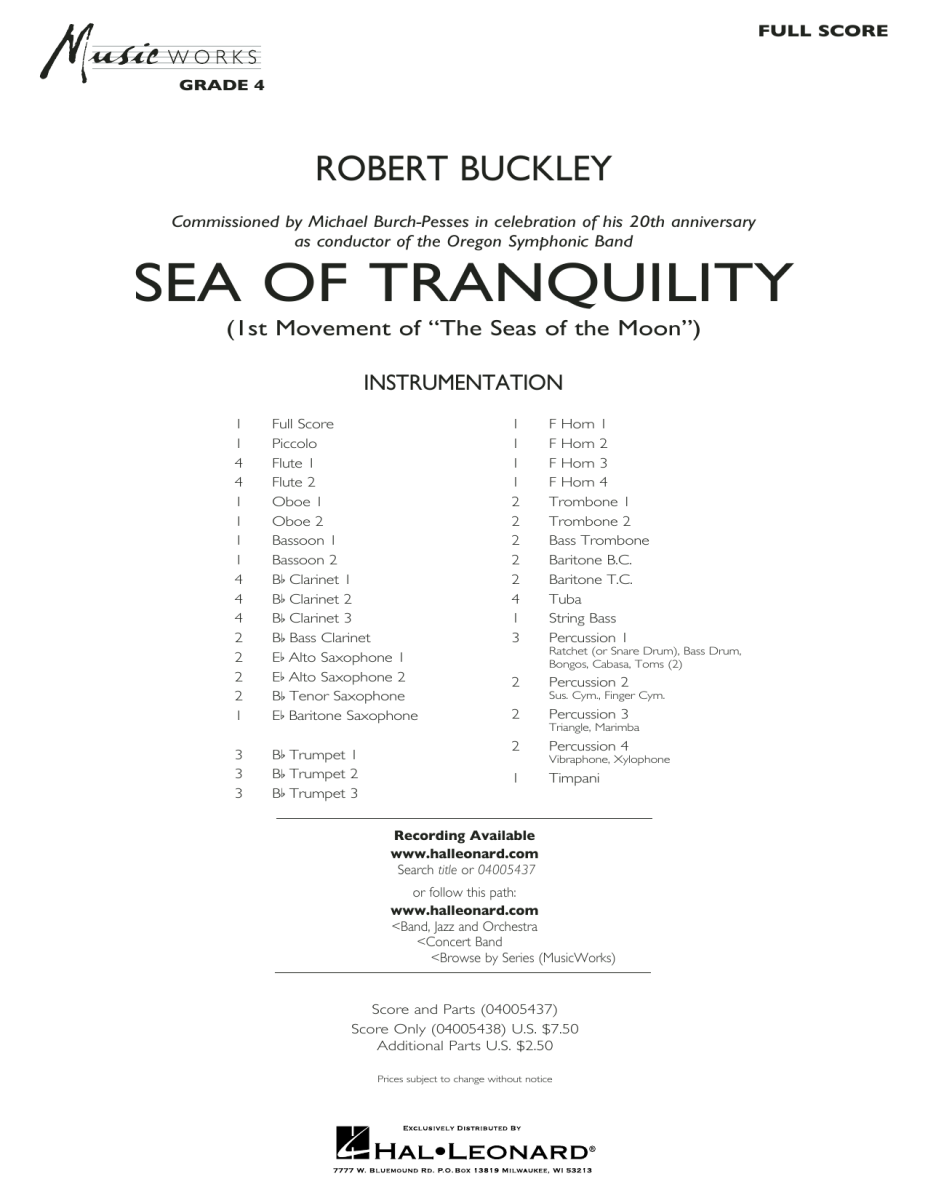 Sea of Tranquility (1st Movement of 'The Seas of the Moon') - click here