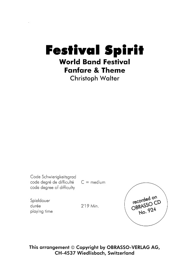 Festival Spirit (World Band Festival Fanfare & Theme) - click here