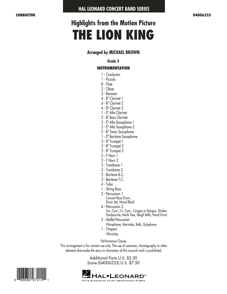 Lion King, The (Highlights from the Motion Picture) - click here