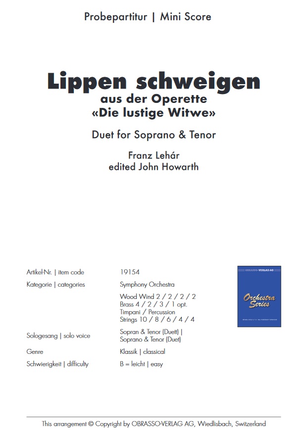 Lippen schweigen (aus 'Die lustige Witwe') - click here