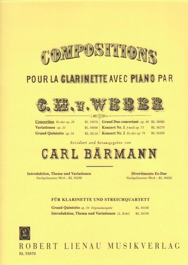 Concertino Es-Dur pour la Clarinette et Piano - click here