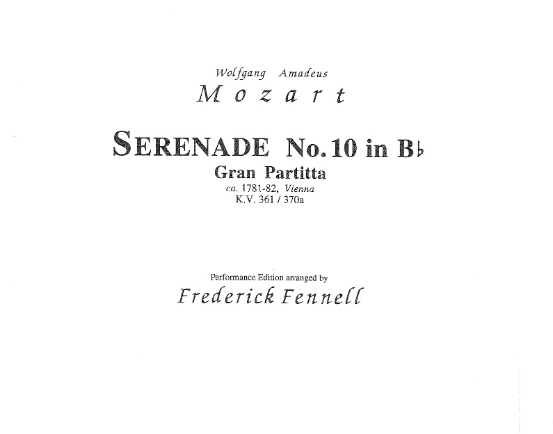 Serenade #10 in B-flat (Gran Partita) - click here