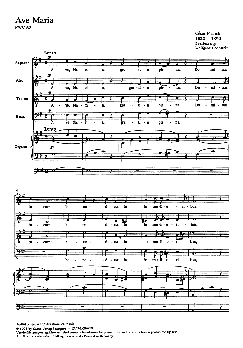 Ave Maria - Sample sheet music