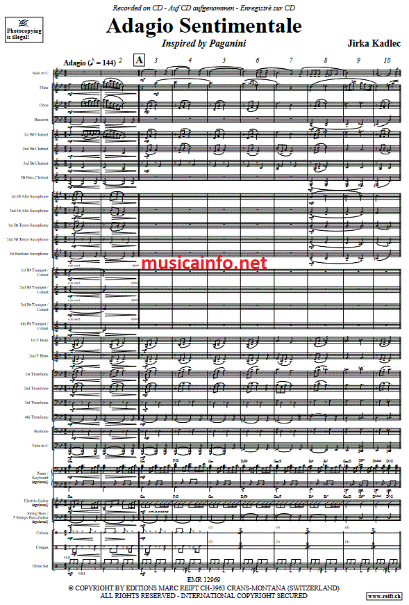 Adagio Sentimentale (inspired by Paganini) - Sample sheet music