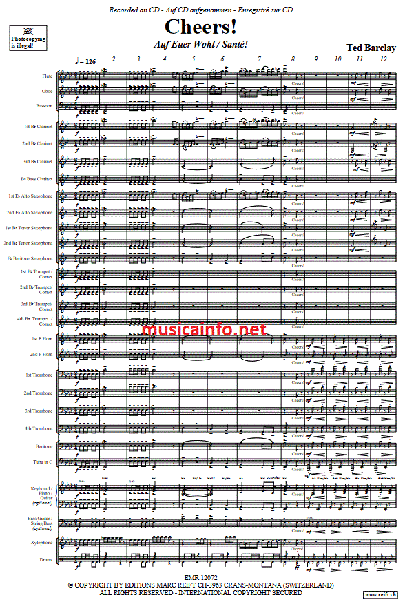 Cheers (Auf Euer Wohl / Santé) - Sample sheet music