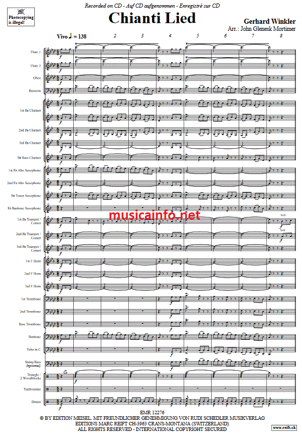Chianti Lied - Sample sheet music