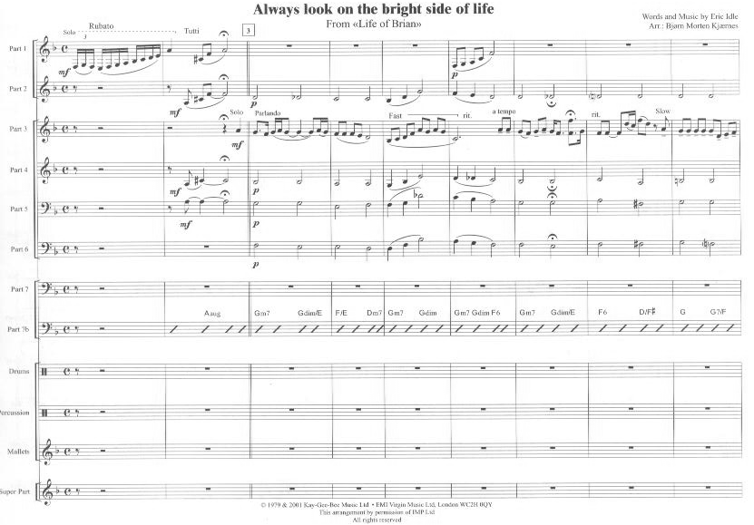 Always Look On The Bright Side Of Life Sheet Music Epic Sheet Music