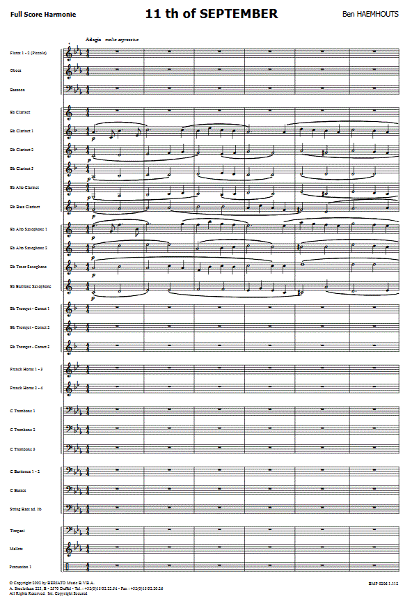 11th of September - Sample sheet music