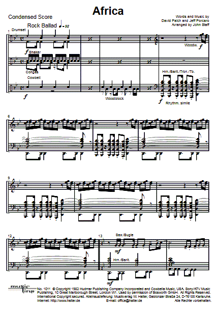 Africa - Sample sheet music