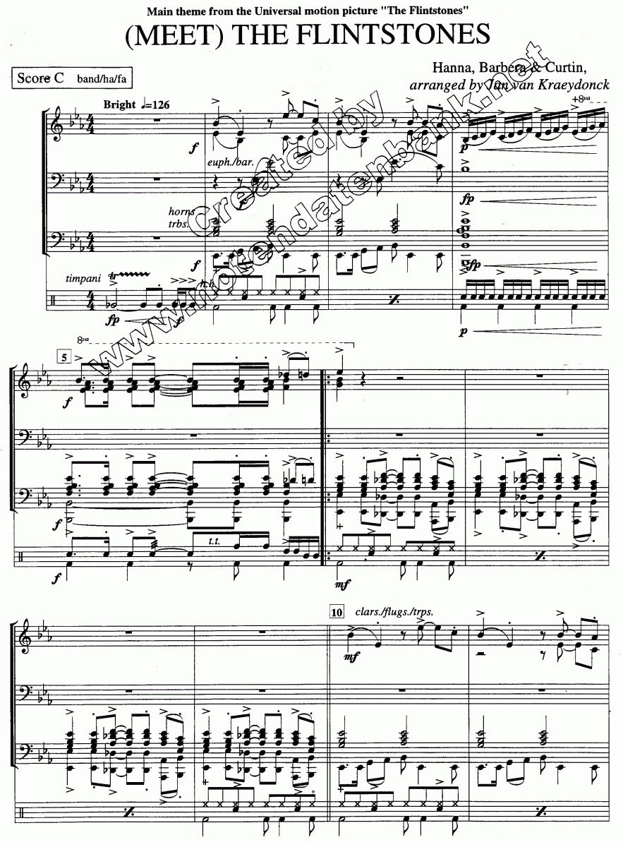 (Meet) The Flintstones - Sample sheet music