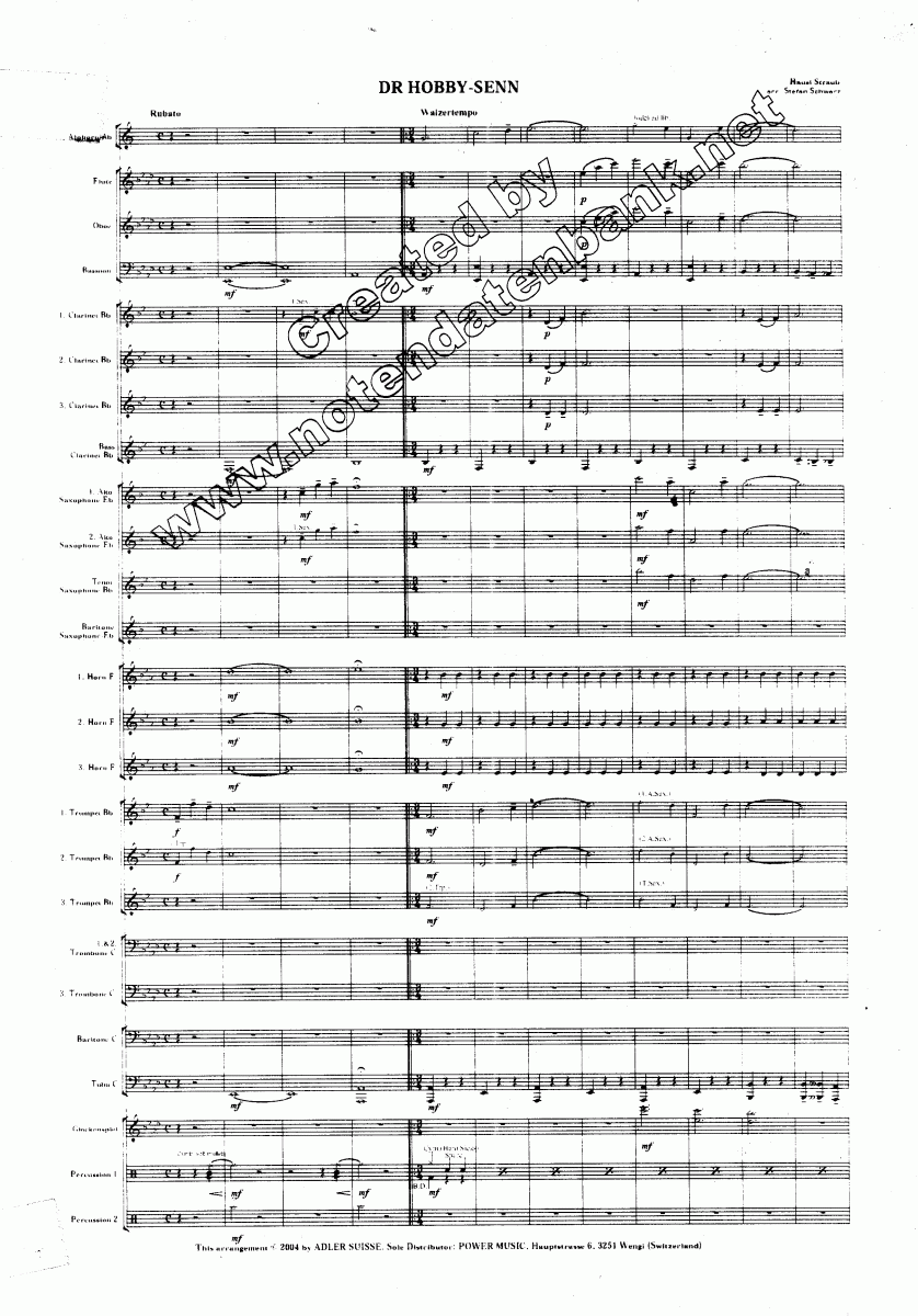 Dr Hobby Senn - Sample sheet music