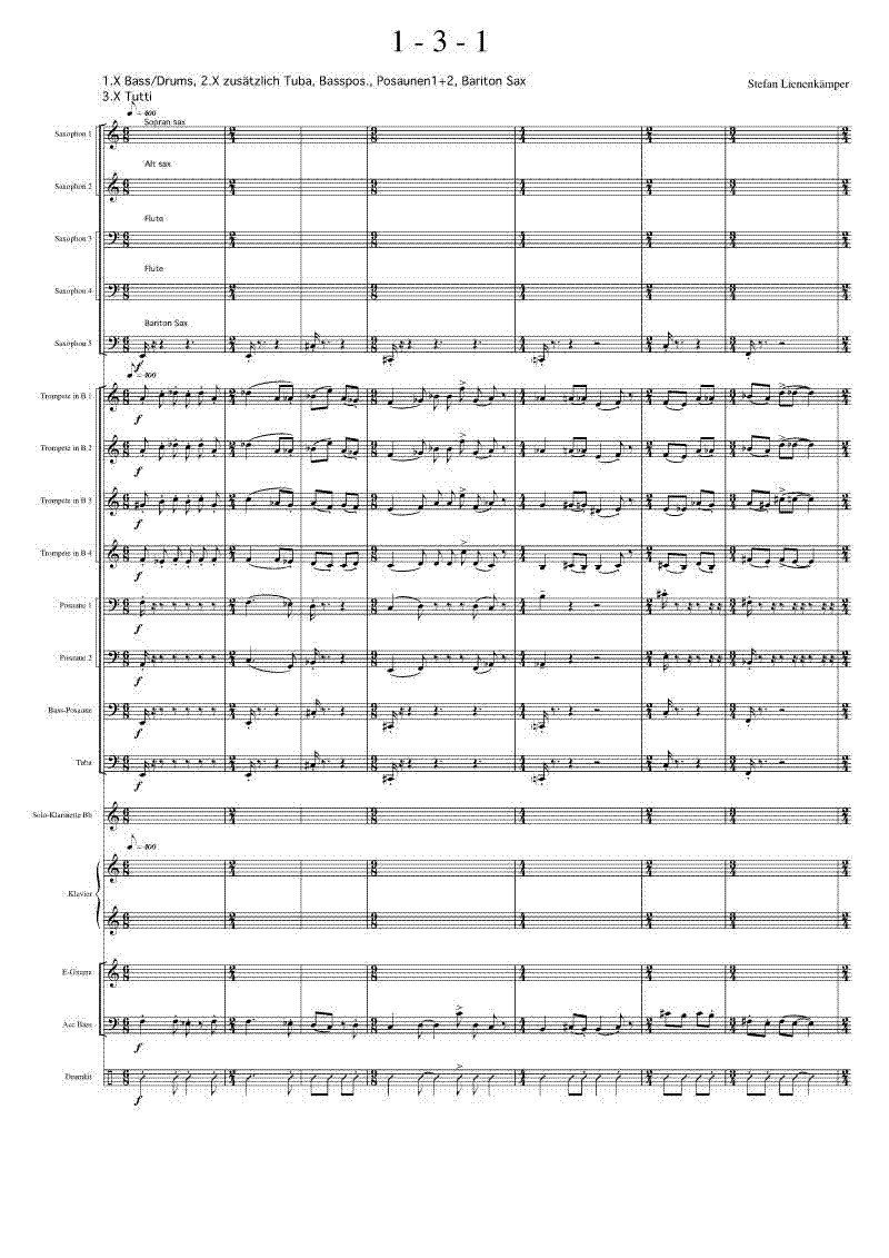 1-3-1 für Klarinette und Bigband - Sample sheet music