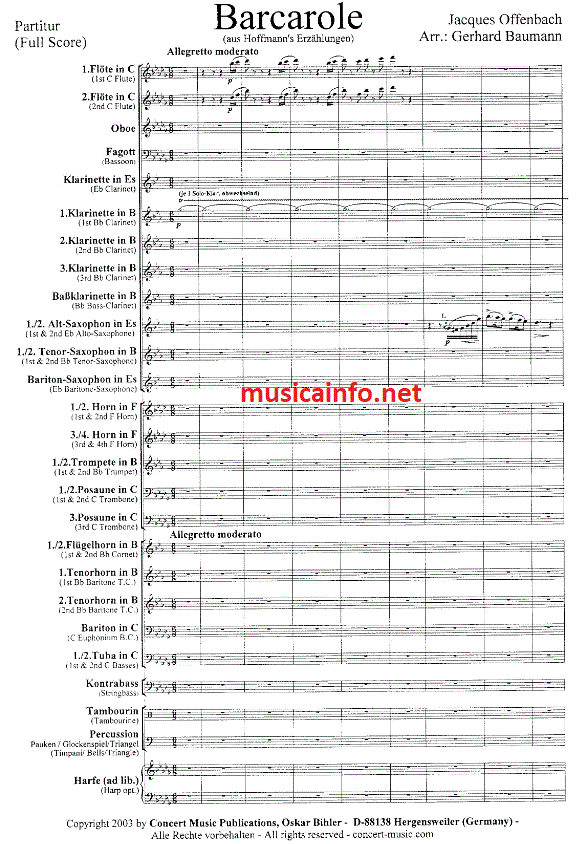 Barcarole (aus 'Hoffmanns's Erzählungen') - Sample sheet music