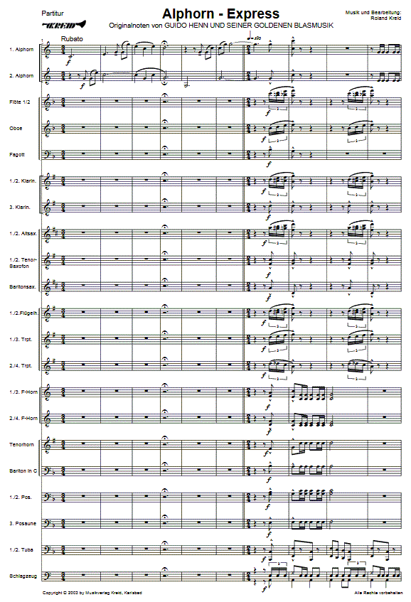 Alphorn-Express - Sample sheet music