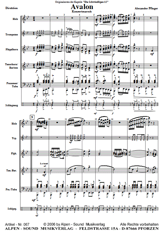 Avalon - Sample sheet music