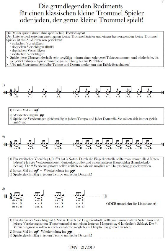 Die "Etwas Andere Technische Kleine Trommel Schule" - Sample sheet music