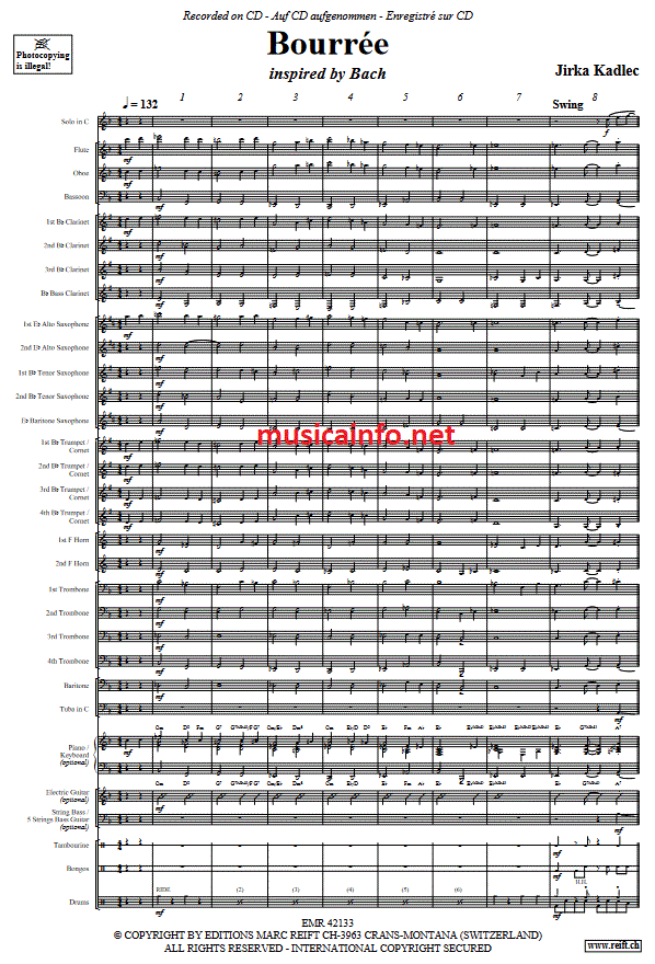 Bourree (inspired by Bach) - Sample sheet music