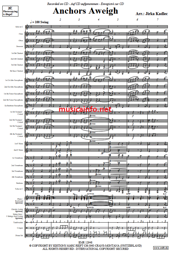 Anchors Aweigh - Sample sheet music