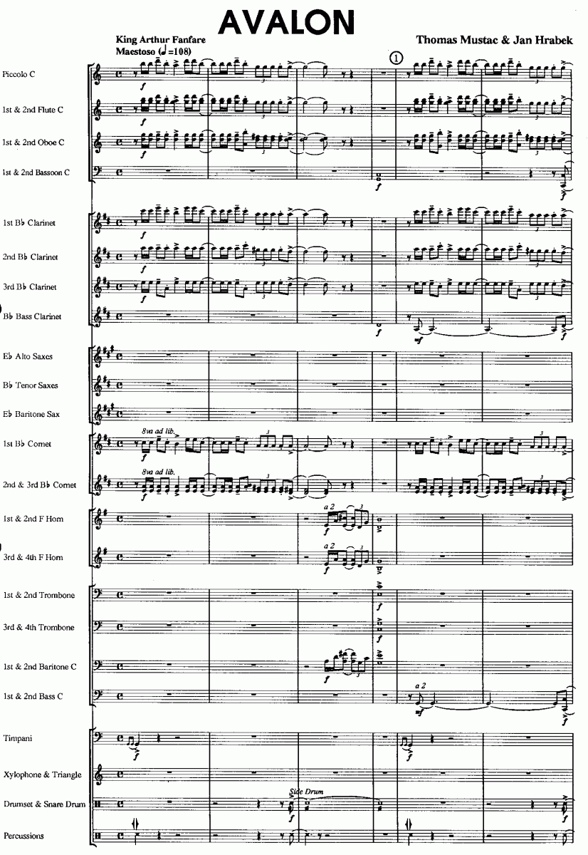 Avalon (King Arthur Fanfare) - Sample sheet music