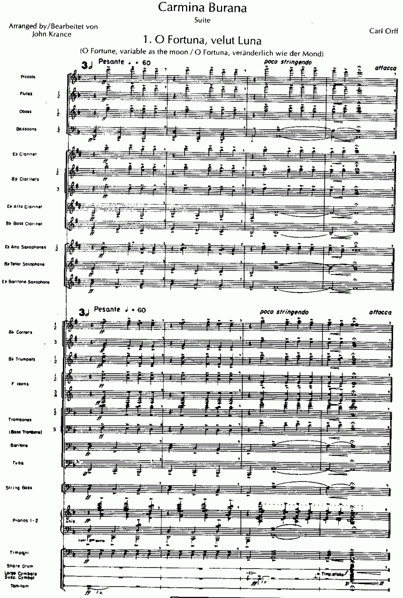 carmina burana sheet music