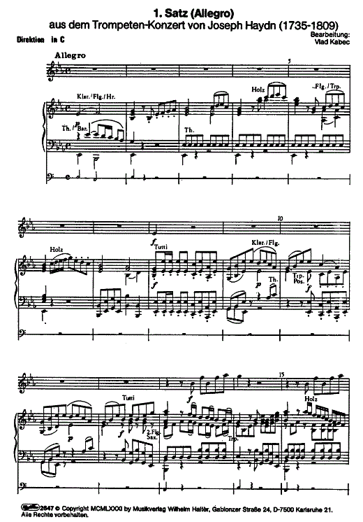 1. Satz 'Allegro' aus dem Trompetenkonzert - Sample sheet music