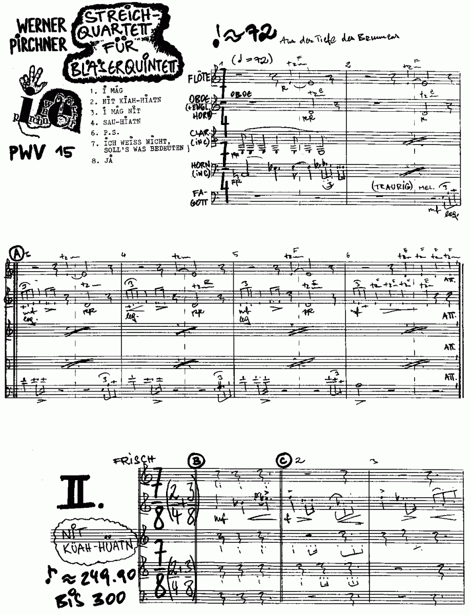 'Streich'-Quartett für Bläserquintett - Sample sheet music