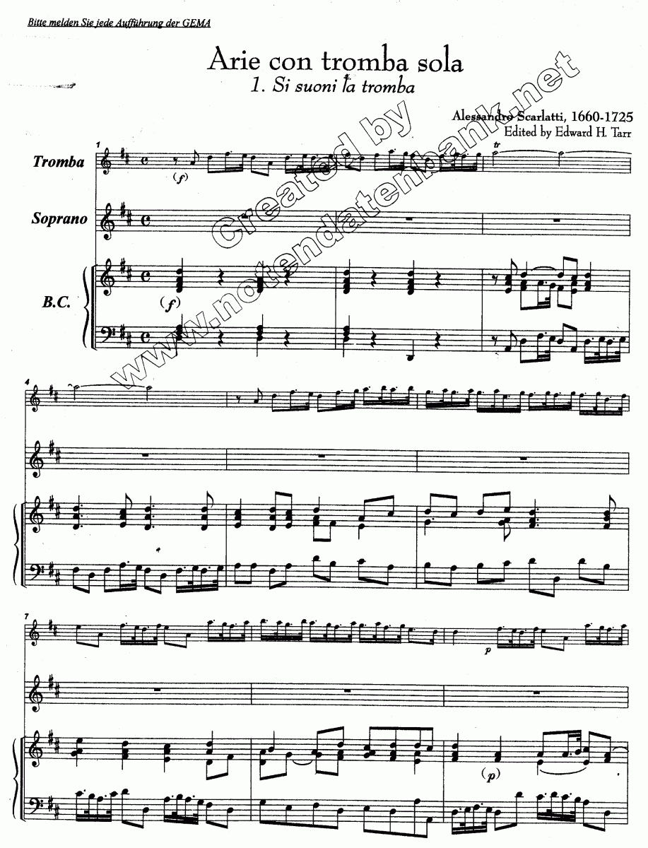 MusicaInfo.net/details/Arie con tromba sola #1 'Si suoni la tromba