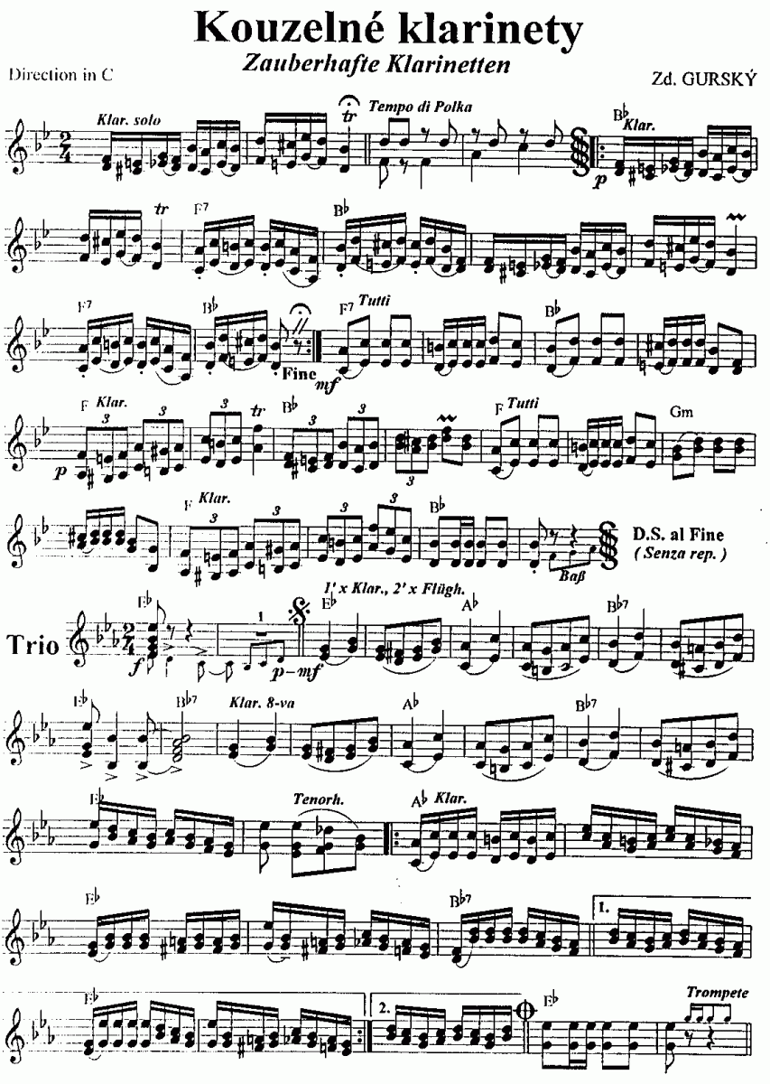 Kouzelne Klarinety (Zauberhafte Klarinetten) - Sample sheet music